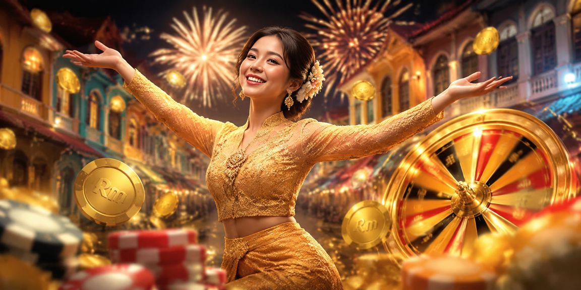 Pemain wanita berbaju kebaya bermain roulette dengan gaya di Pulau Pinang
